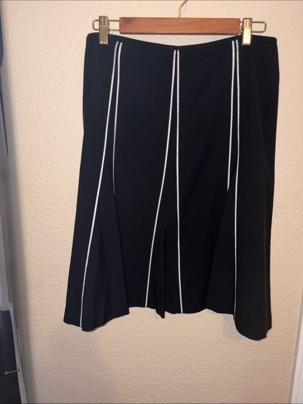 Black A-Line Skirt with White Piping
